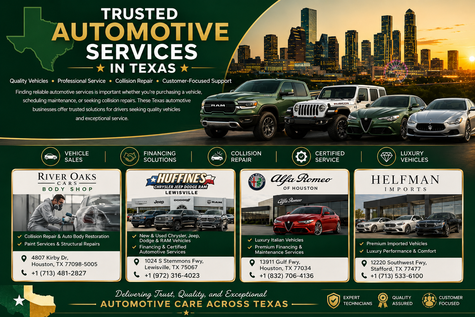 Automotive Experts and Dealerships Worth Exploring in Texas